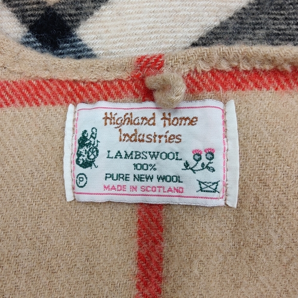 Vintage Highland Home Industries Lambswool Plaid Poncho, Size OS - Picture 7 of 12
